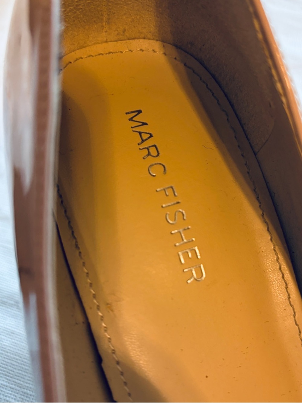 Marc Fisher Beige Patent Pointed-Toe Pumps - Picture 5 of 7